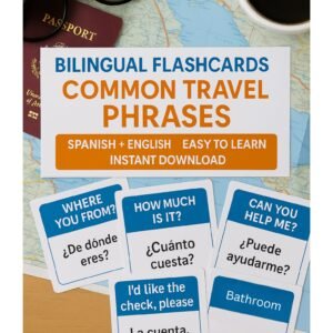 Bilingual Spanish Travel Phrases Flashcards – English to Spanish PDF + Bonus Packing List