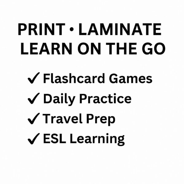 Spanish Picture Flashcards PDF | Bilingual English + Spanish Words | ESL Learning | Visual Aid for Kids | Printable Vocabulary Cards - Image 3