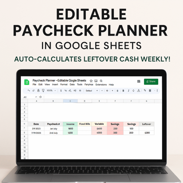 Paycheck Budget Planner (Google Sheets)